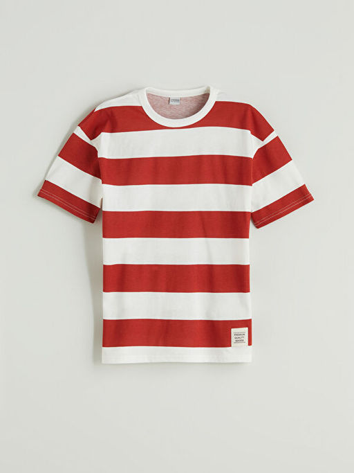 Bisiklet Yaka ?izgili Erkek ?ocuk Ti??rt