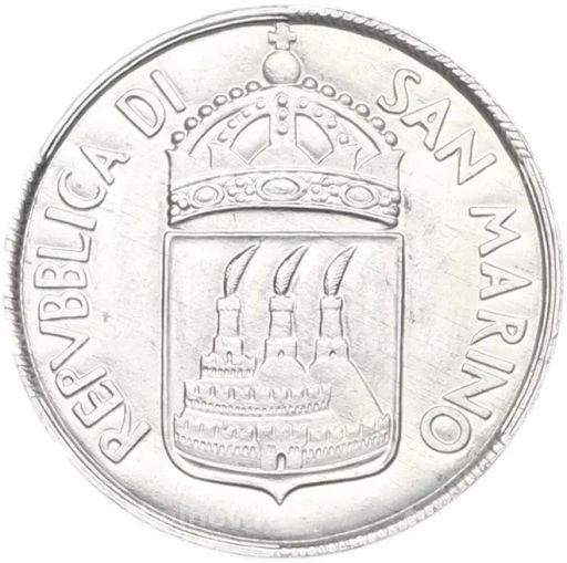 Монета 5 лир 1973 года Сан-Марино