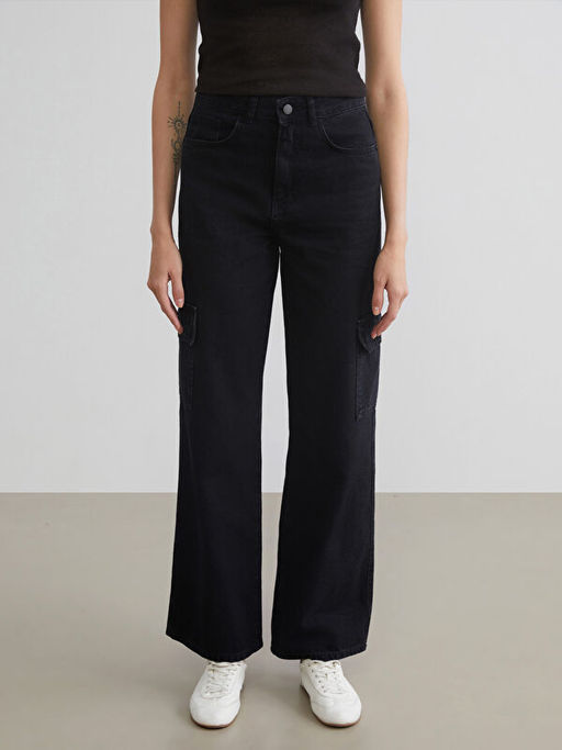 Wideleg Kad?n Kargo Jean Pantolon