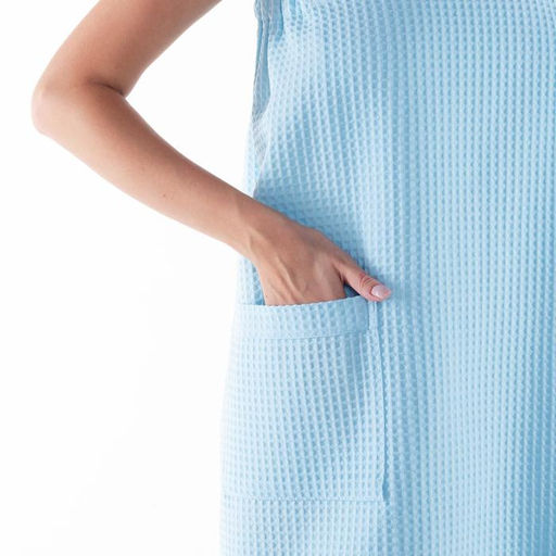 Полотенце банное Этель Парео с карманом 80*140 см. цв.небесный, 100% хл, вафля 240 г/м2  фото 3