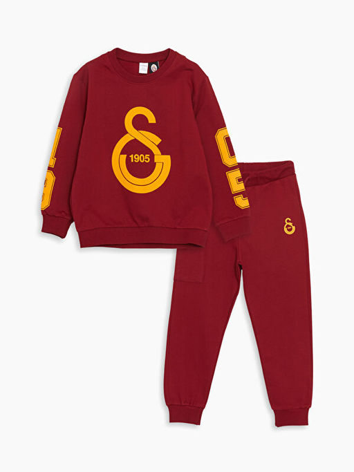 Bisiklet Yaka Galatasaray Bask?l? Erkek ?ocuk Sweatshirt ve E?ofman Alt 2li
