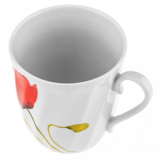 Кружка фарфоровая "Алый мак" 350мл, д9см, h10см, форма "Витая" (Россия)