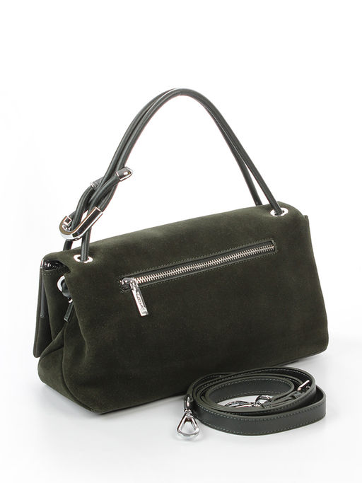 LACCOMA сумка Q8067-F-темно зеленый натуральная замша, натуральная кожа хлопок