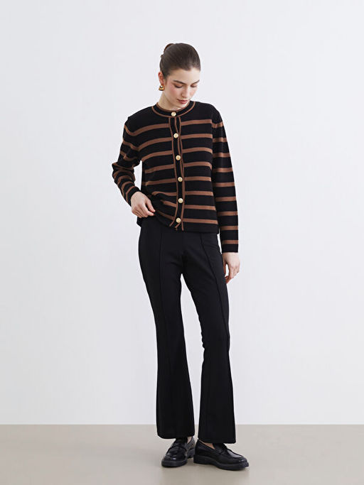 Bisiklet Yaka ?izgili Kad?n Triko H?rka