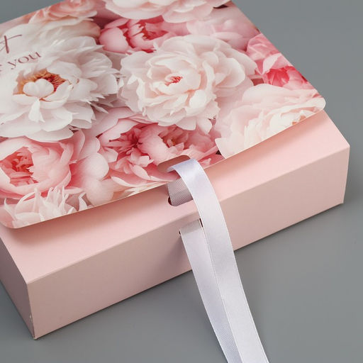 Коробка складная двухсторонняя Пионы, 20 х 18 х 5 см - Дарите счастье фото 4