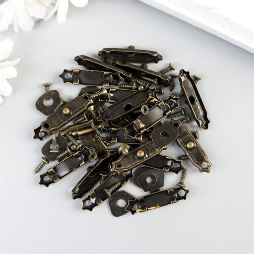 Замок металл для шкатулки бронза + гвозд. набор 10 шт 1,5х2,7 см - Арт узор фото 3