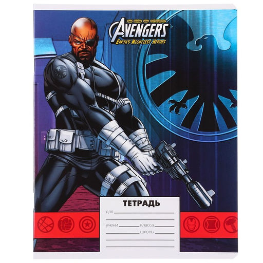 Цена за 10 шт. Тетрадь 24 листа, Личности, 5 видов МИКС, клетка, мелованная бумага, Мстители - Marvel фото 6