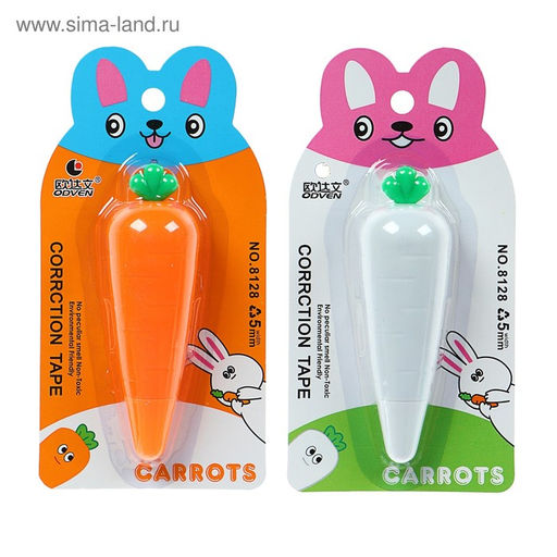 Корректор-лента «Морковка» 5 м × 5 мм, блистер, европодвес, корпус МИКС