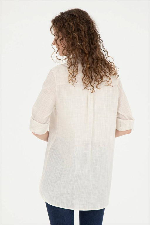 Женская рубашка цвета хаки с длинным рукавом светлого цвета - U.s. polo assn фото 5