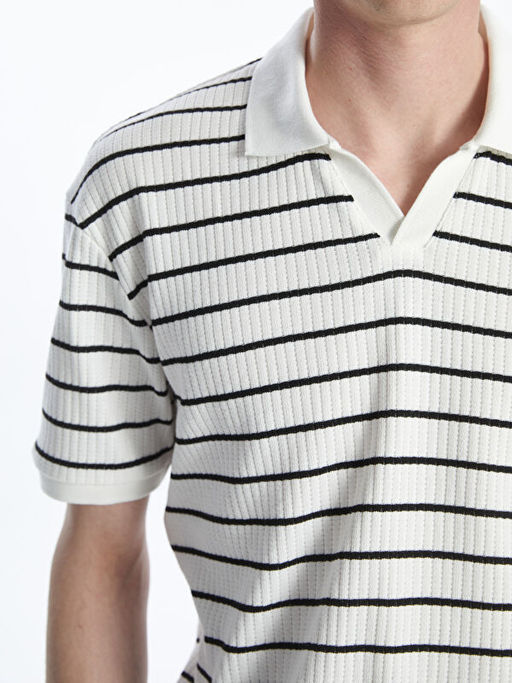 Polo Yaka ?izgili Erkek Dokulu Ti??rt