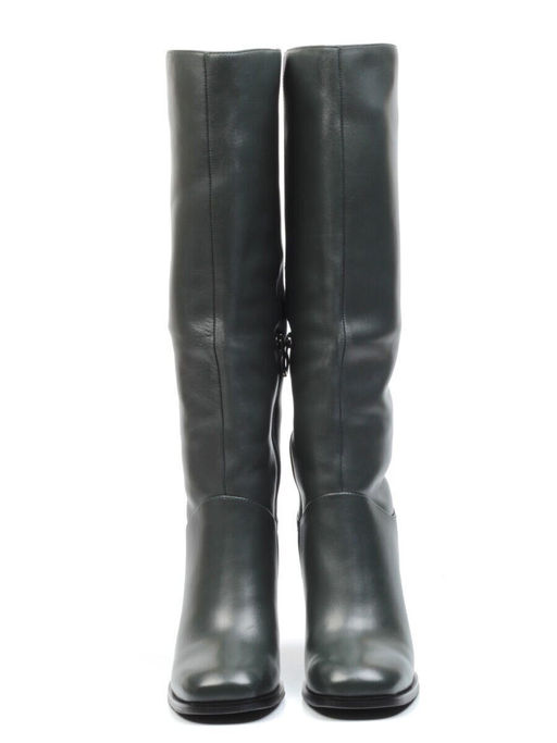 02-E29W-11AF GREEN Сапоги зимние женские (натуральная кожа, натуральный мех (еврозима)