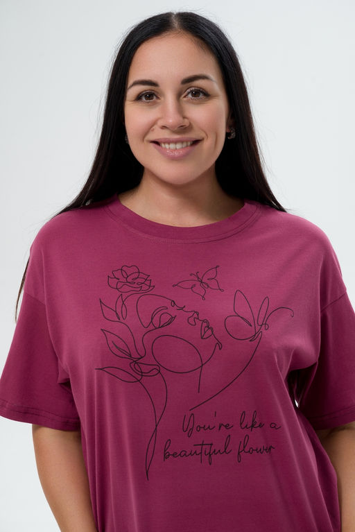 Пижама женская из кулирки Дива брусника макси - Амадэль фото 3