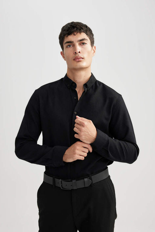 Текстурированная рубашка с длинным рукавом Modern Fit - Defacto фото 5