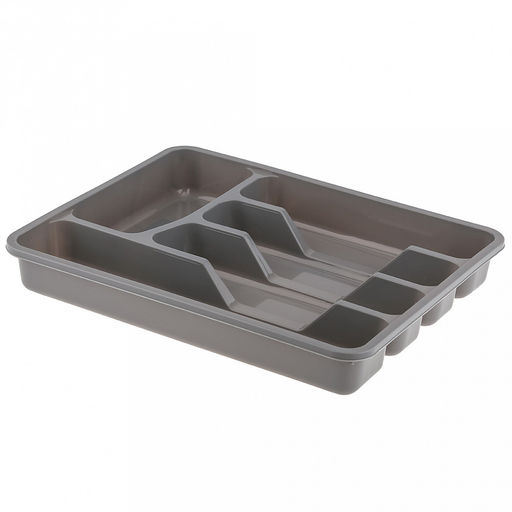 Лоток для столовых приборов пластмассовый 34х27х5см, темно-серый (Россия)