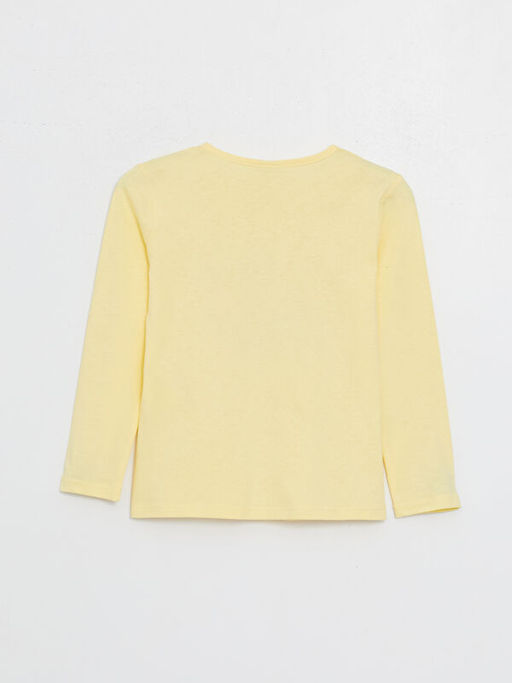 Bisiklet Yaka Bask?l? Uzun Kollu K?z ?ocuk Ti??rt - Waikiki фото 2