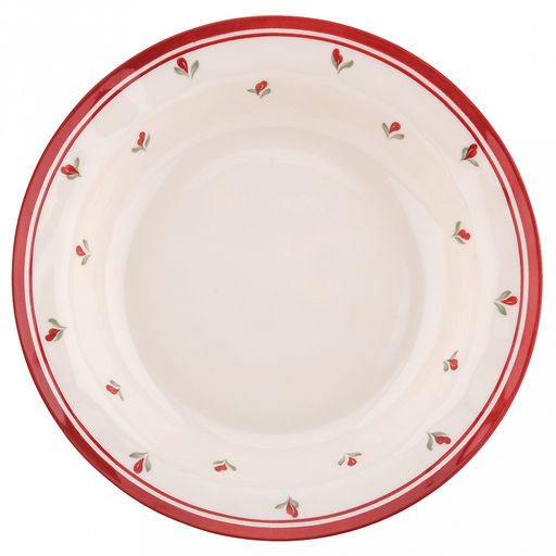 "Нежное утро" Тарелка глубокая фарфоровая д210мм, h38мм, 500мл, с деколью, отводка, кремово-розовый (Китай)