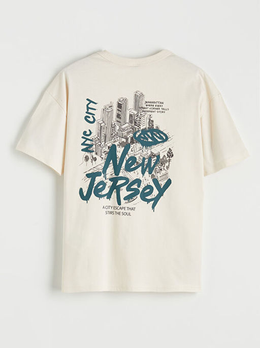 Erkek ?ocuk Bisiklet Yaka Bask?l? Ti??rt