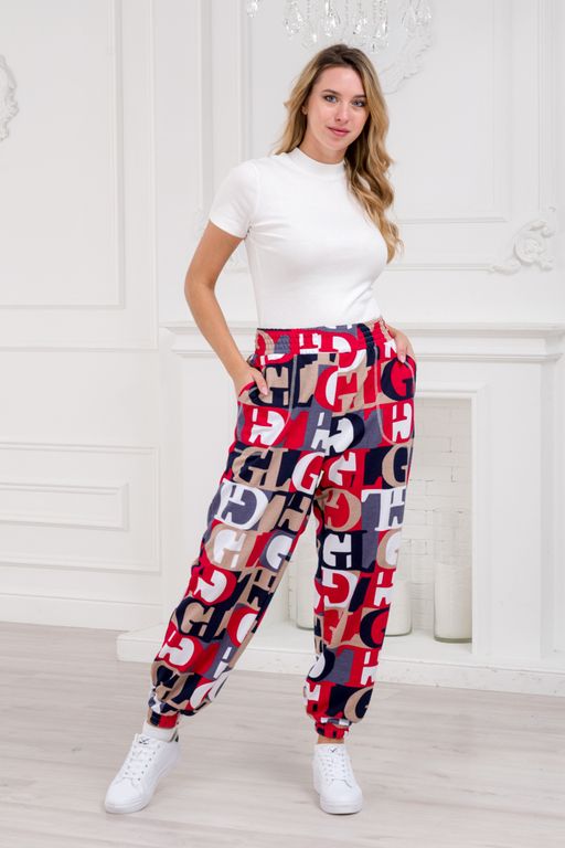 Брюки женские из футера Забава красная буква - Амадэль фото 2