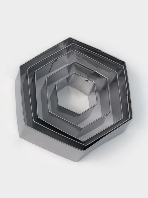 Формы печенья Доляна Шестиугольник, набор 5 шт., 9.6?8.3?2.5 см, нержавеющая сталь, серебристые  фото 5