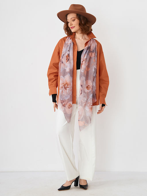 Большой, мягкий, тонкий и очень нежный двусторонний палантин с рисунком в стиле арт-деко - Tantino фото 2