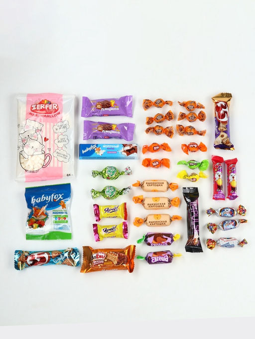 Сладкий детский новогодний подарок Лошадь: набор конфет 500 гр. с пиксельным конструктором в коробке