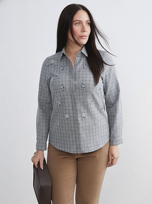 B?y?k Beden Ekose Kad?n G?mlek