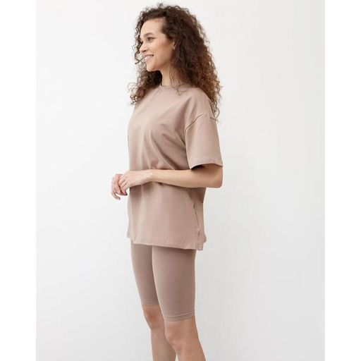 Футболка женская MINAKU OVERSIZE FIT, коричневая, размер 48