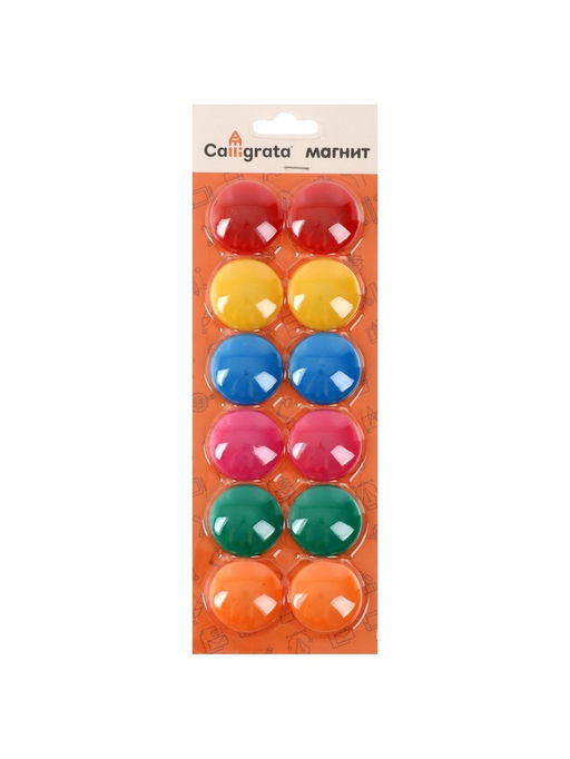 Цена за 2 шт. Набор магнитов для доски, 12 шт., d=3 см, на блистере