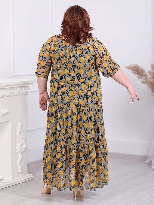 Платье с заниженной талией больших размеров - Almond фото 6