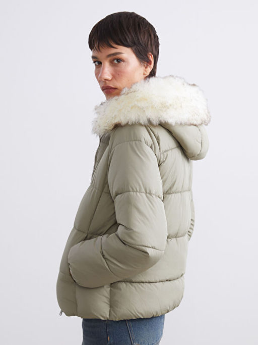 Kad?n Kap??onlu D?z ?i?me Mont