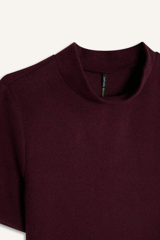 Slim Fit Slim Fit Полуводолазка Повседневная футболка с коротким рукавом - Defacto фото 8