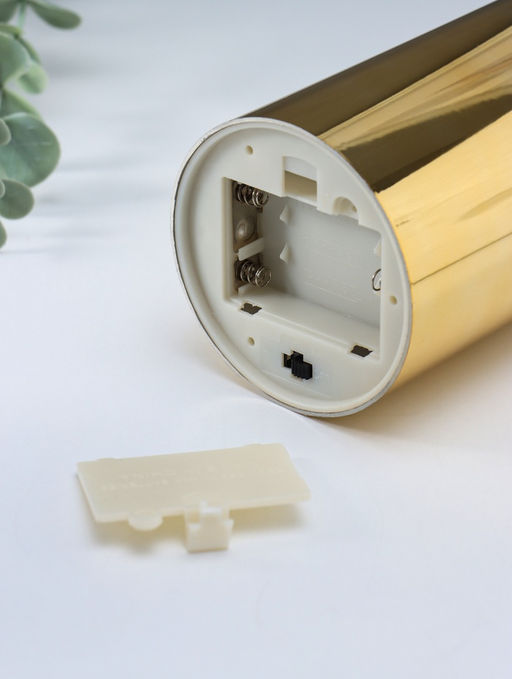 Светодиодная свеча LED - ночник RISALUX «Столбик. Глянец», от батареек 3×АА, золото, мерцающая, 7.5×7.5×12 см