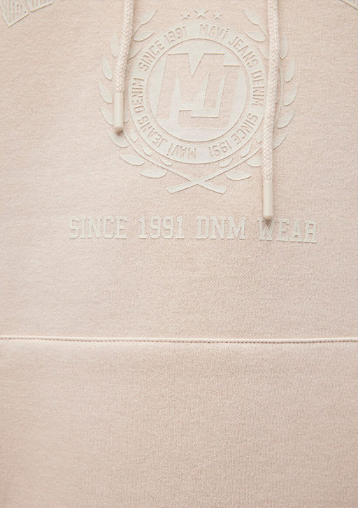 Kapusonlu Bej Sweatshirt - Mavi фото 7