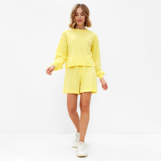 Костюм женский (джемпер, шорты) MINAKU: Casual Collection, цвет лимон, размер 50