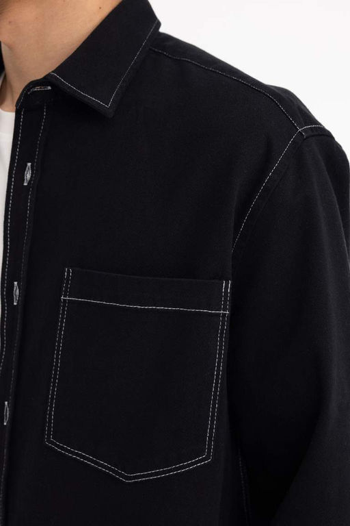 Хлопковая рубашка с длинными рукавами Relax Fit - Defacto фото 8