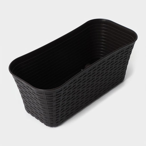 Ящик для цветов балконный «Ротанг», 7.5 л, 38.5×18×16 см, пластик, коричневый