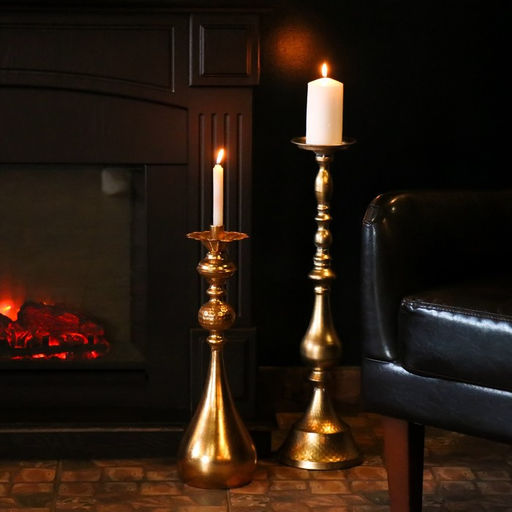 Металлический подсвечник на 1 свечу «Пеллегрино», золото, 15.5×15.5×51 см