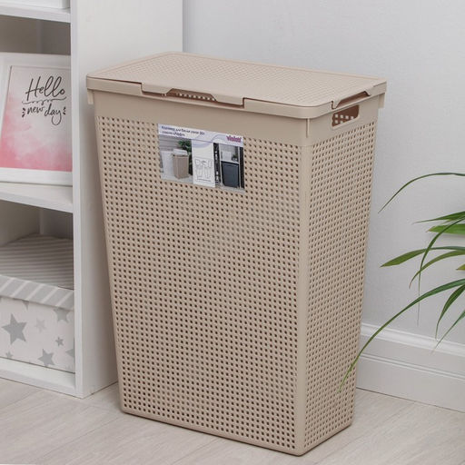 Корзина бельевая с крышкой «Лофт», 50 л, латте