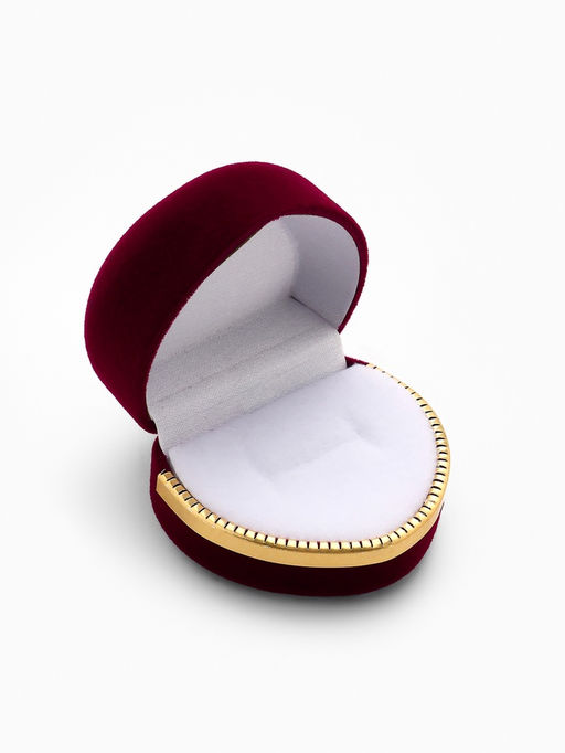 Футляр под кольцо, серьги Сердце, бархатный, 4?5 см, бордовый с золотом