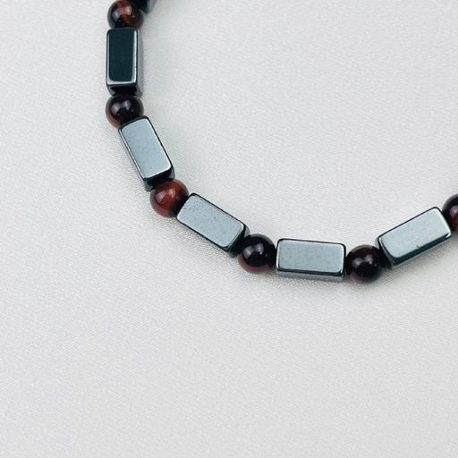 Браслет из Гематита и Бычьего глаза 17 см