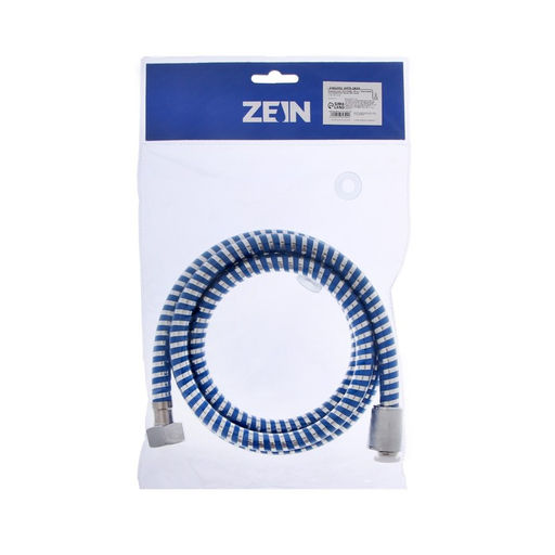 Душевой шланг ZEIN Z04PB, 150 см, с пластиковой конусообразной гайкой, ПВХ, синий, Имп/Имп