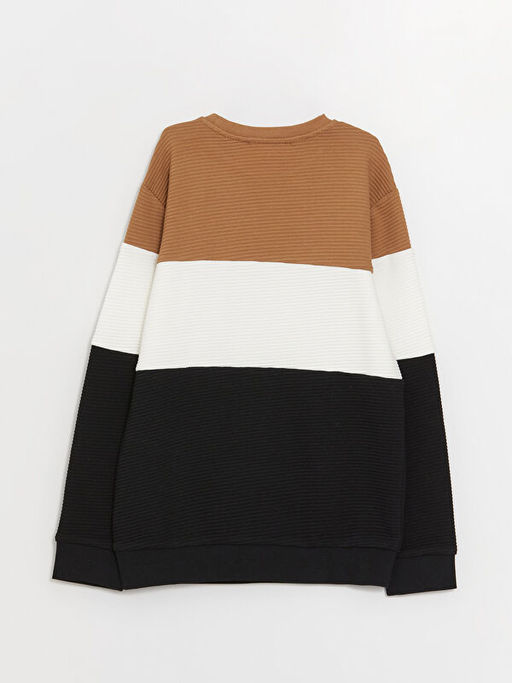 Bisiklet Yaka Renk Bloklu Uzun Kollu Erkek ?ocuk Sweatshirt - Waikiki фото 3