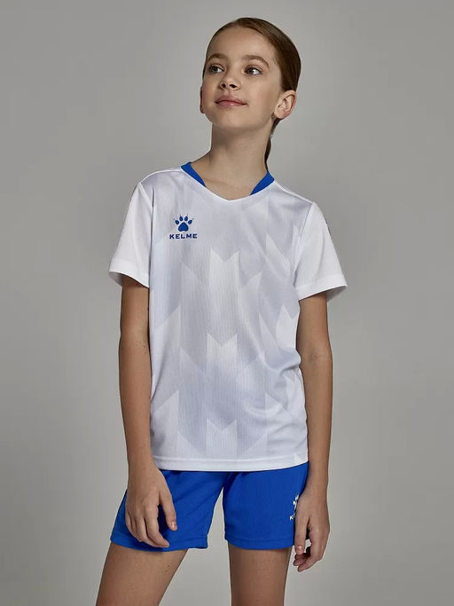 Детская футбольная форма KELME Short-Sleeved Football Suit (White/Blue)