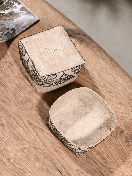 Корзинка плетёная «Бонтанг», 12×12×10 см, бамбук, светлая