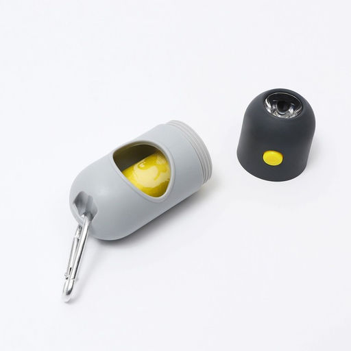 Контейнер с фонариком, пакеты для уборки за собаками (рулон 15 шт), серый - Пушистое счастье фото 2