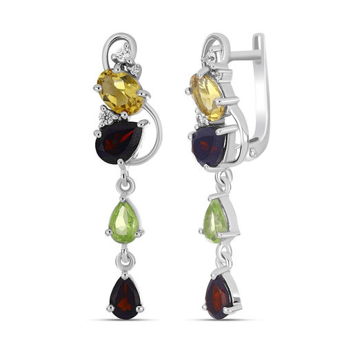 Серьги, гранат , перидот , цитрин, Мальта