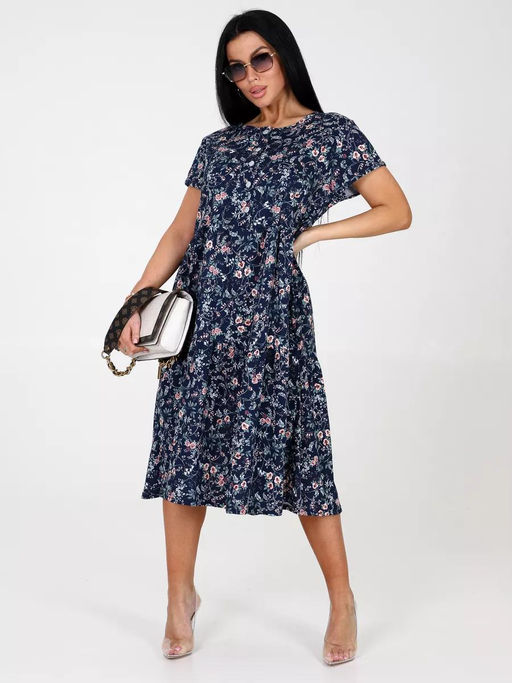 Платье Цветы 01 синий