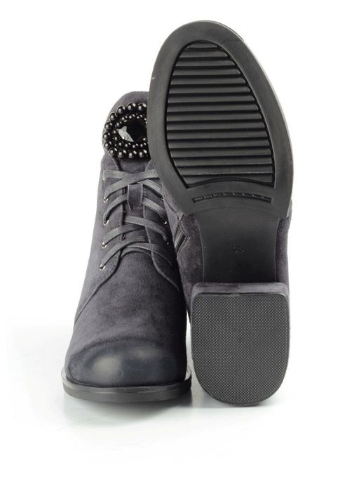 04-R181-2 GREY Ботинки зимние женские (натуральная замша, натуральный мех) - Фабричный китай фото 12