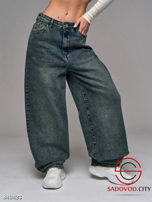 Джинсы багги с высокой посадкой