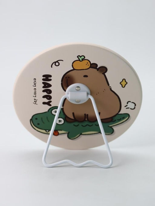 Зеркало настольное "Capybara is happy", беж, 15,6*15,6 см